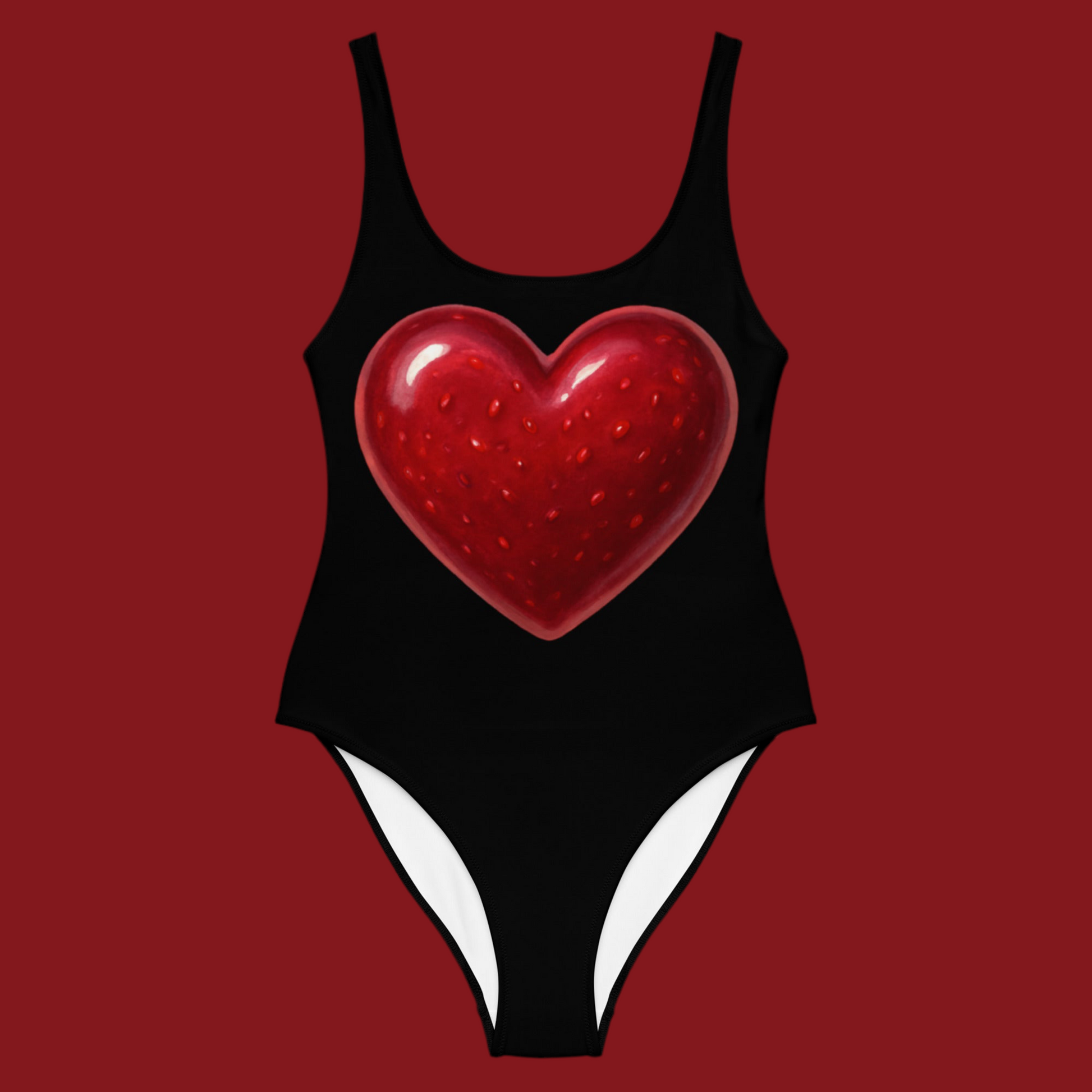 Raspberry Jelly Heart One-Piece Swimsuit