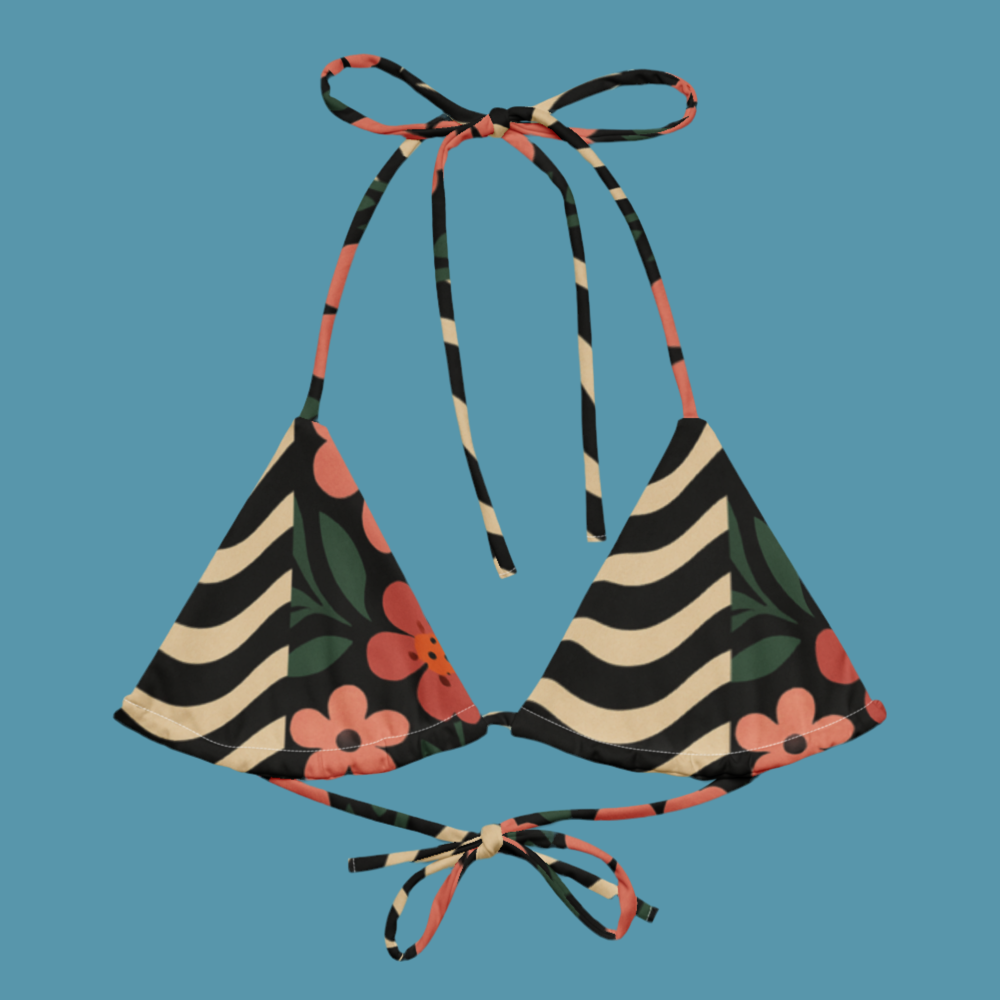 All-over print recycled string bikini top
