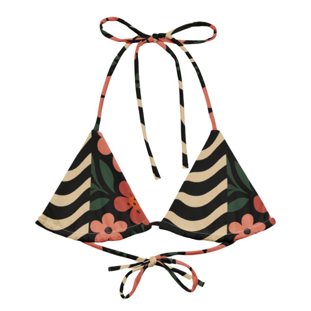 All-over print recycled string bikini top